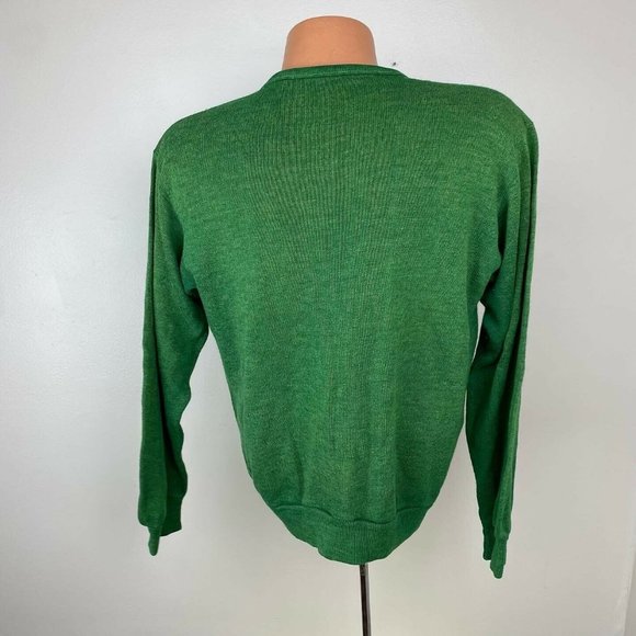 Vintage 1970s Tech Memorial Centaurs Green Football Sweater Medium Green Fades - Picture 3 of 5